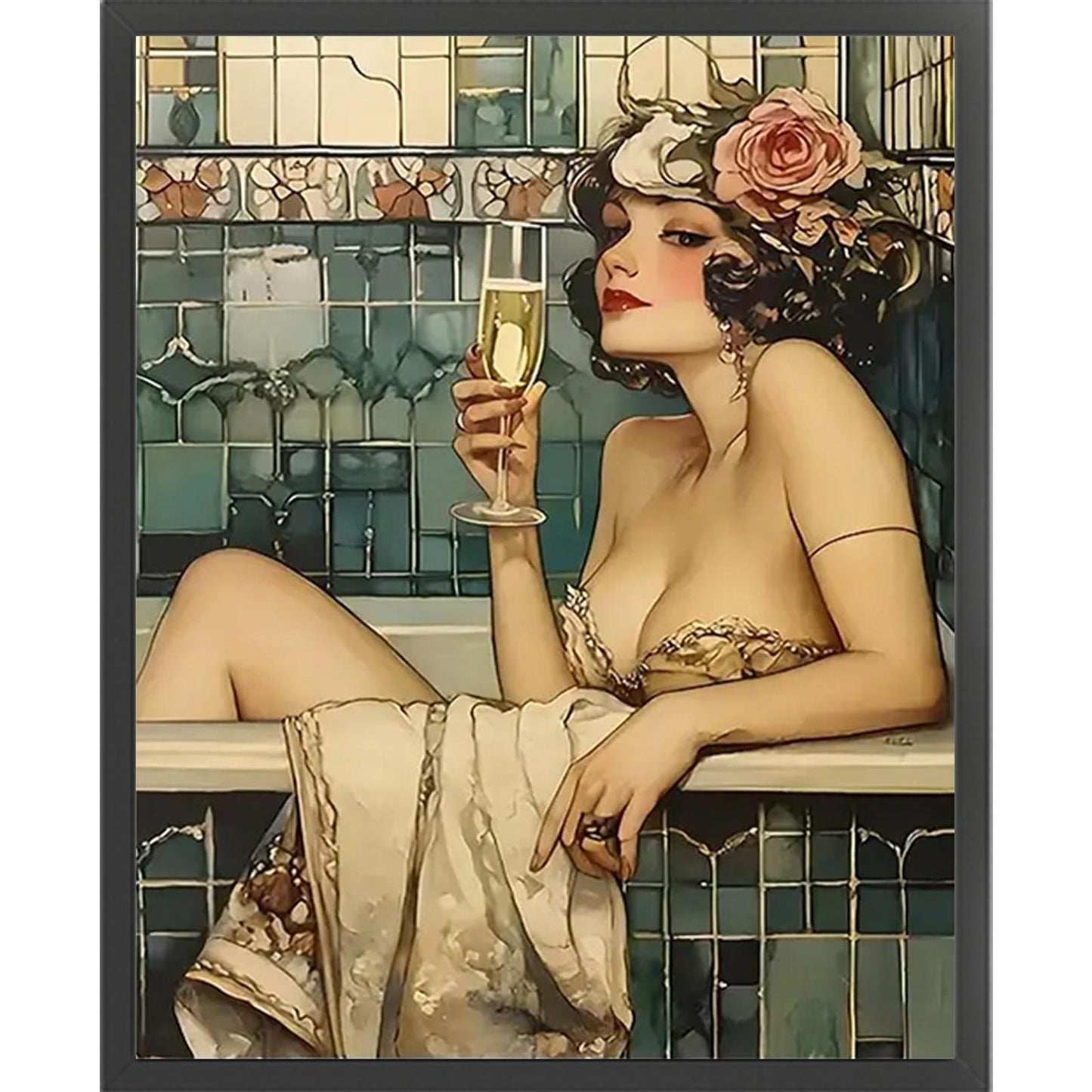 Woman In Bathtub - Full 11CT Stamped Cross Stitch 40x50CM - Huacan