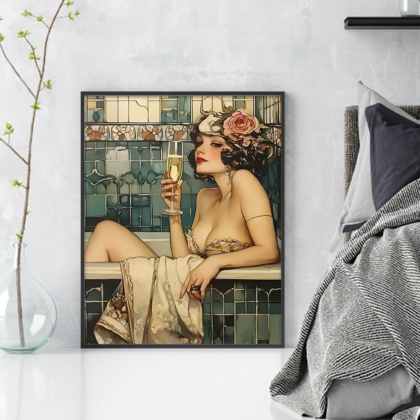 Woman In Bathtub - Full 11CT Stamped Cross Stitch 40x50CM - Huacan