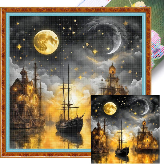 Quiet Night - Full 18CT Stamped Cross Stitch 50x50CM - Huacan