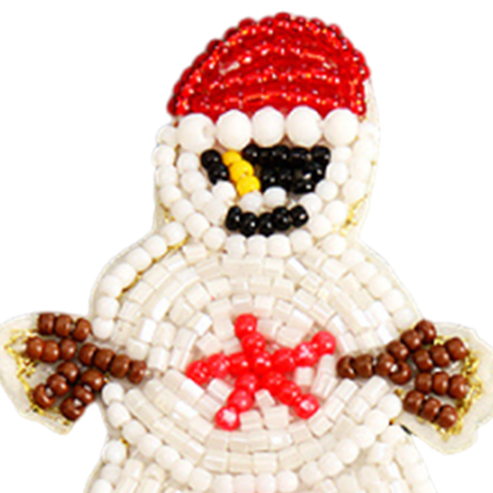 Snowman Beaded Patches DIY Applique Clothes Patch for Clothing Fabric Bags