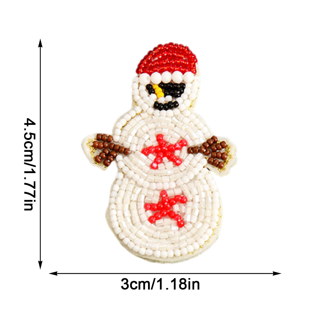 Snowman Beaded Patches DIY Applique Clothes Patch for Clothing Fabric Bags