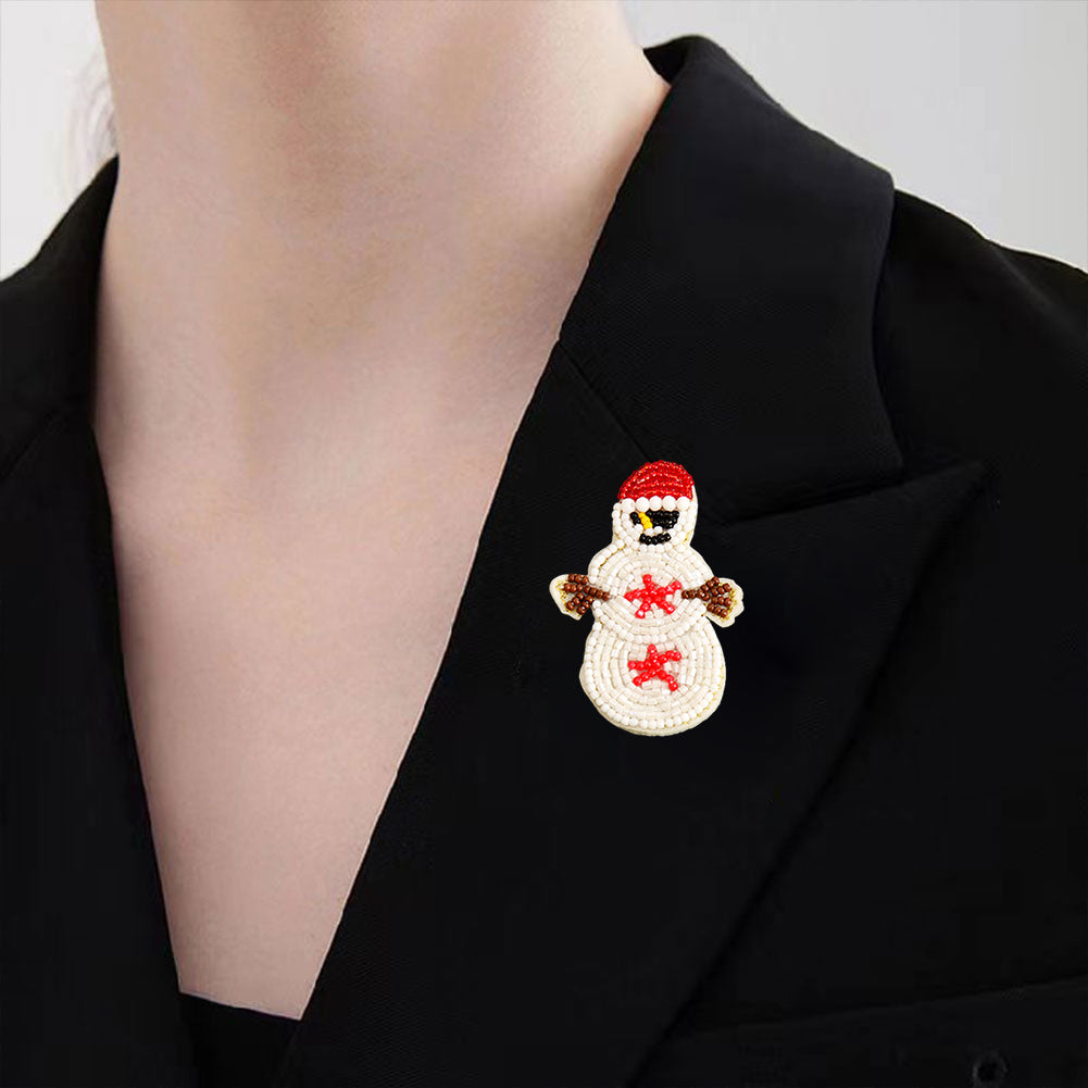 Snowman Beaded Patches DIY Applique Clothes Patch for Clothing Fabric Bags