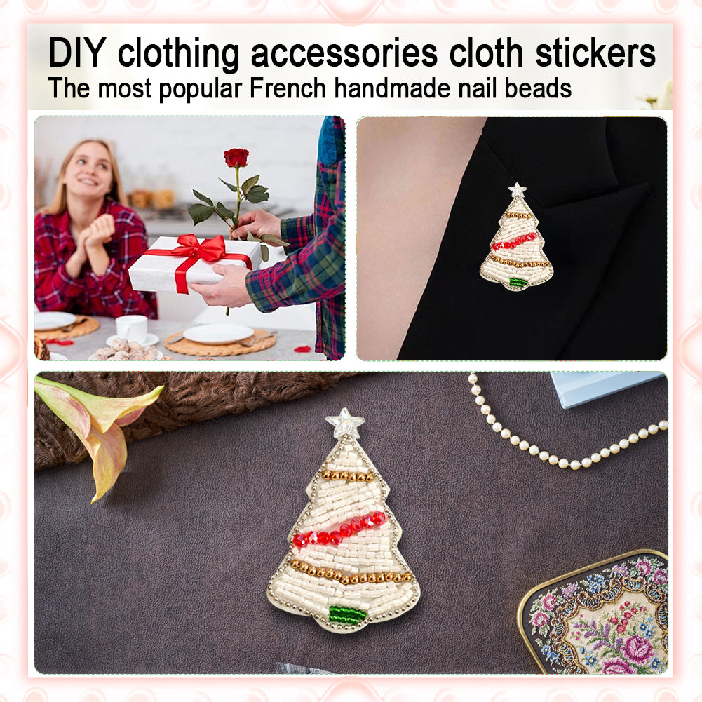 Christmas Tree Beaded Patches DIY Applique Clothes Patch for Clothing Fabric Bag