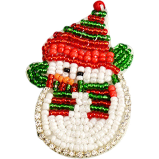 Snowman Beaded Patches DIY Applique Clothes Patch for Clothing Fabric Bags