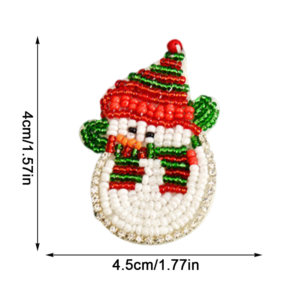 Snowman Beaded Patches DIY Applique Clothes Patch for Clothing Fabric Bags
