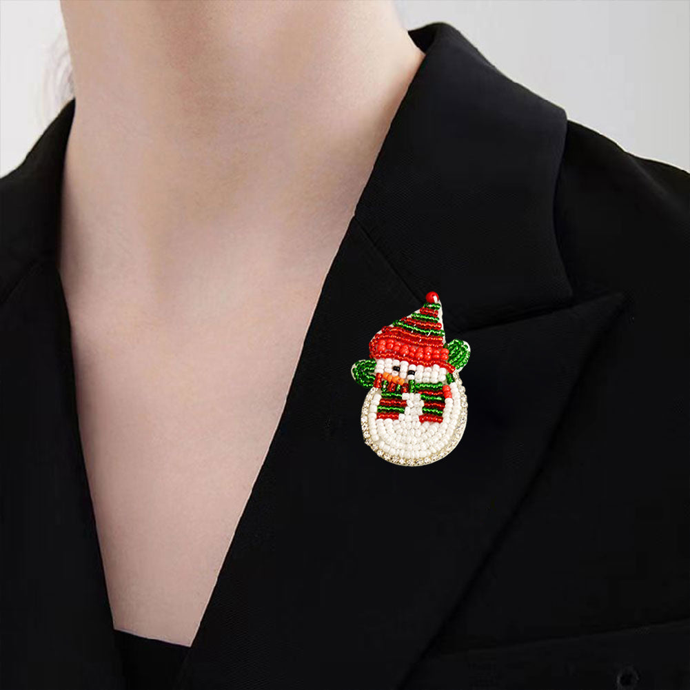 Snowman Beaded Patches DIY Applique Clothes Patch for Clothing Fabric Bags