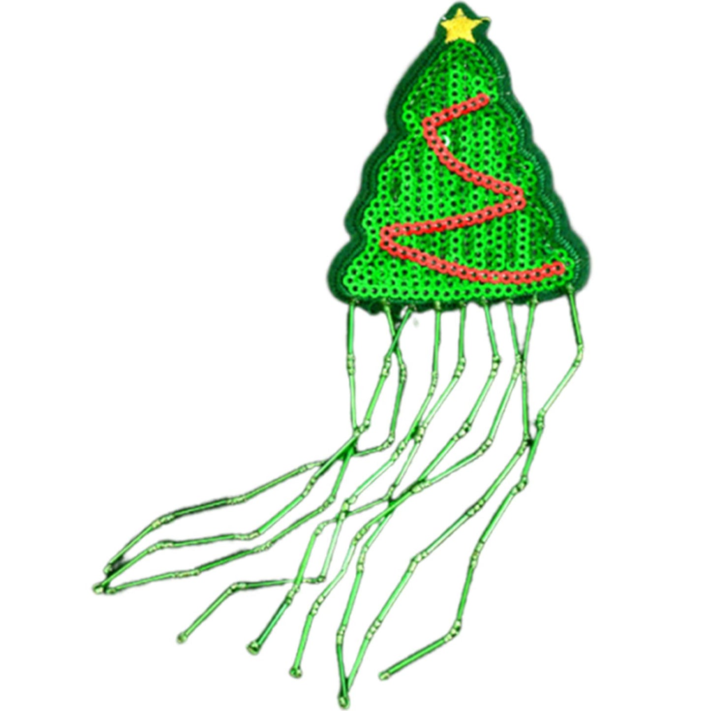 Xmas Tree Tassels Beaded Patches DIY Applique Clothes Patch for Clothing Bags