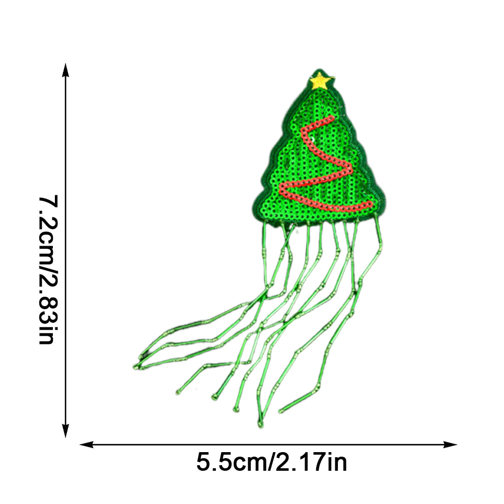 Xmas Tree Tassels Beaded Patches DIY Applique Clothes Patch for Clothing Bags