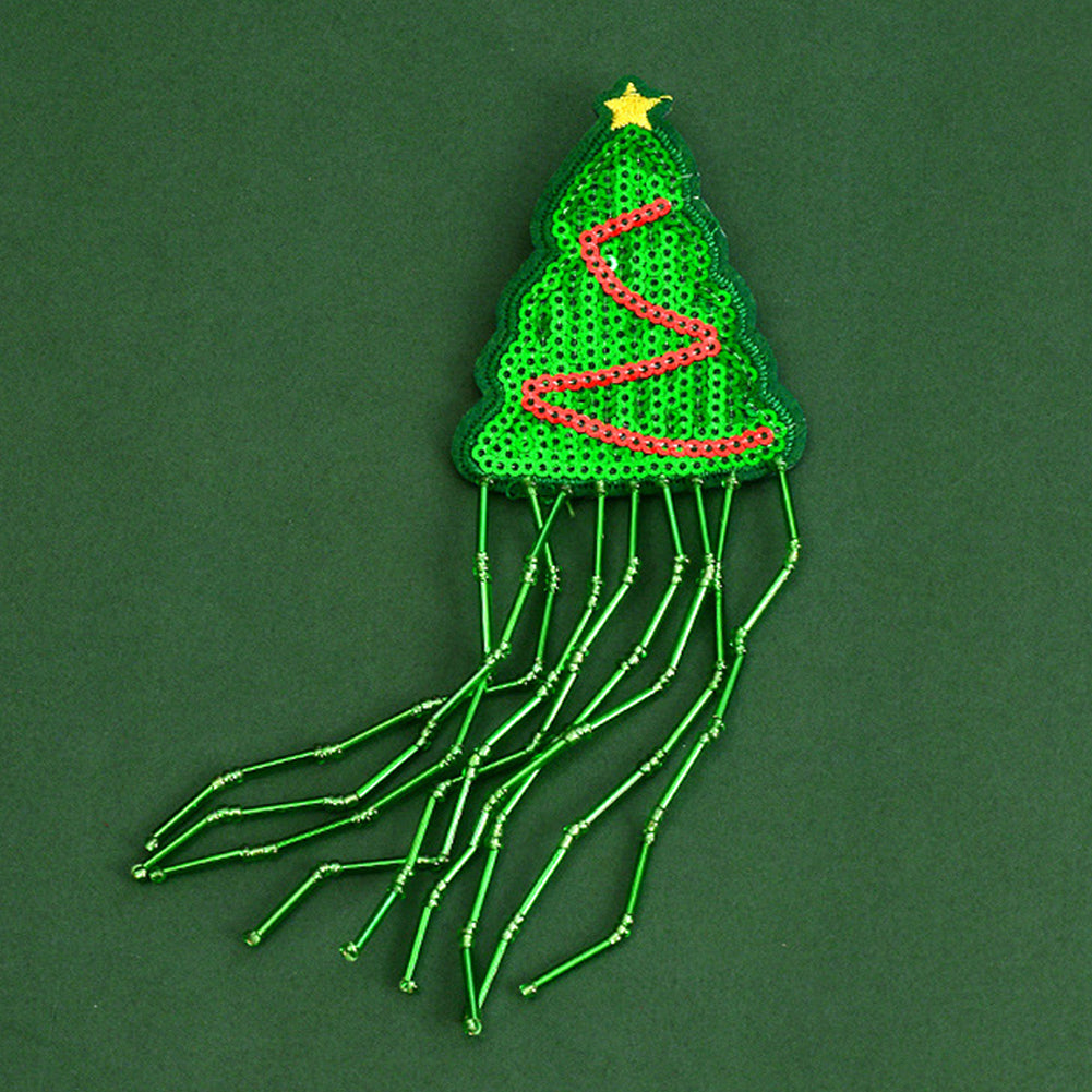 Xmas Tree Tassels Beaded Patches DIY Applique Clothes Patch for Clothing Bags