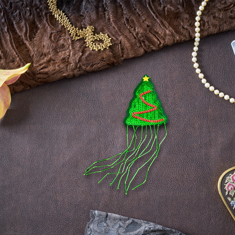 Xmas Tree Tassels Beaded Patches DIY Applique Clothes Patch for Clothing Bags