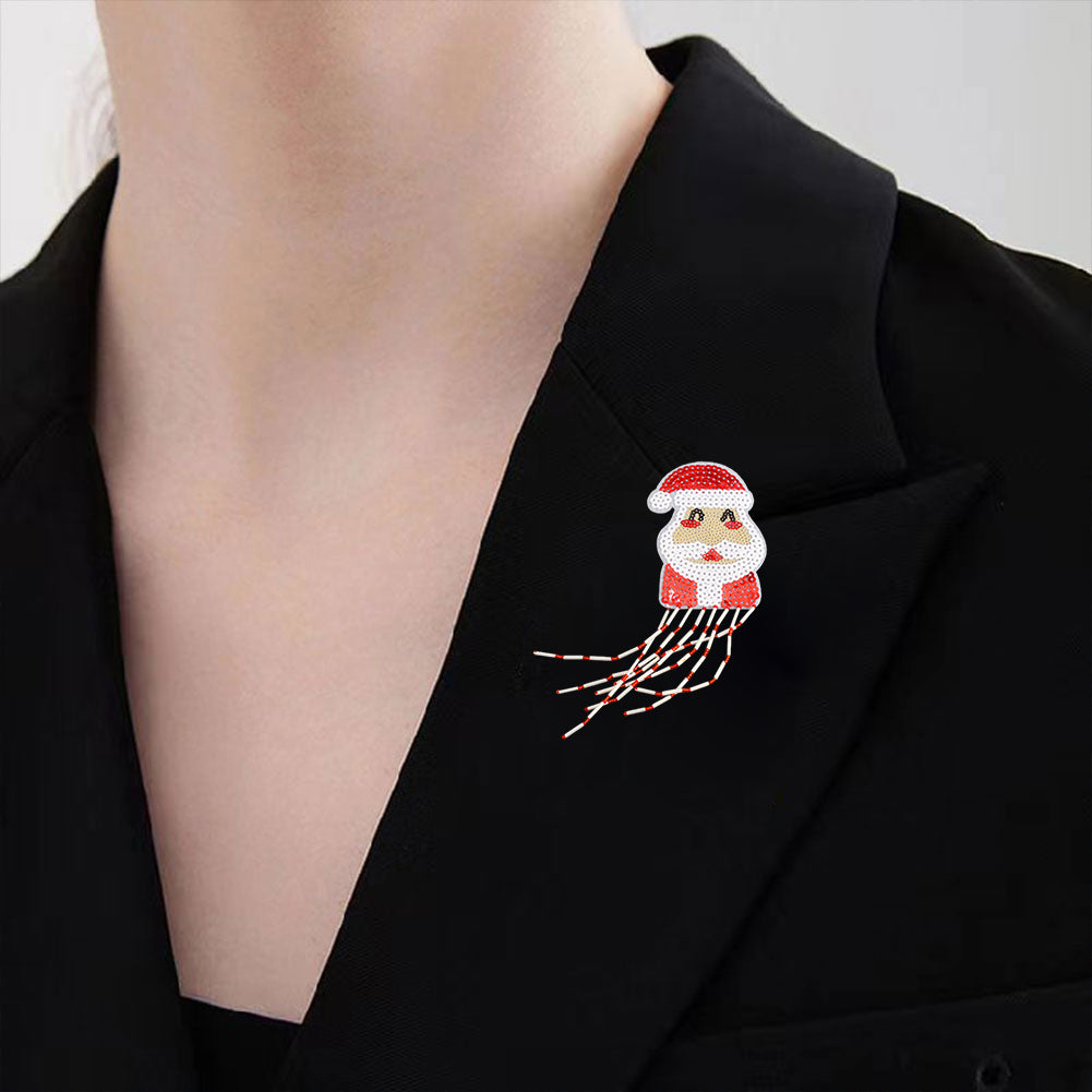 Santa Claus Tassels Beaded Patches DIY Applique Clothes Patch for Clothing Bags