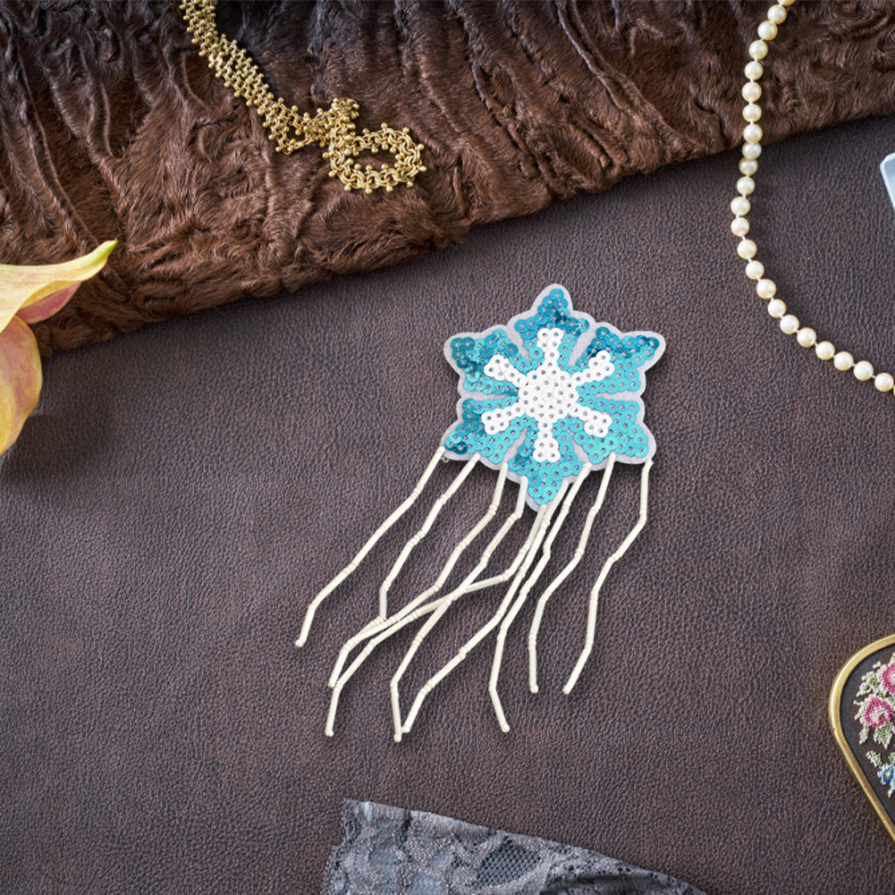 Snowflake Tassels Beaded Patches DIY Applique Clothes Patch for Clothing Bags
