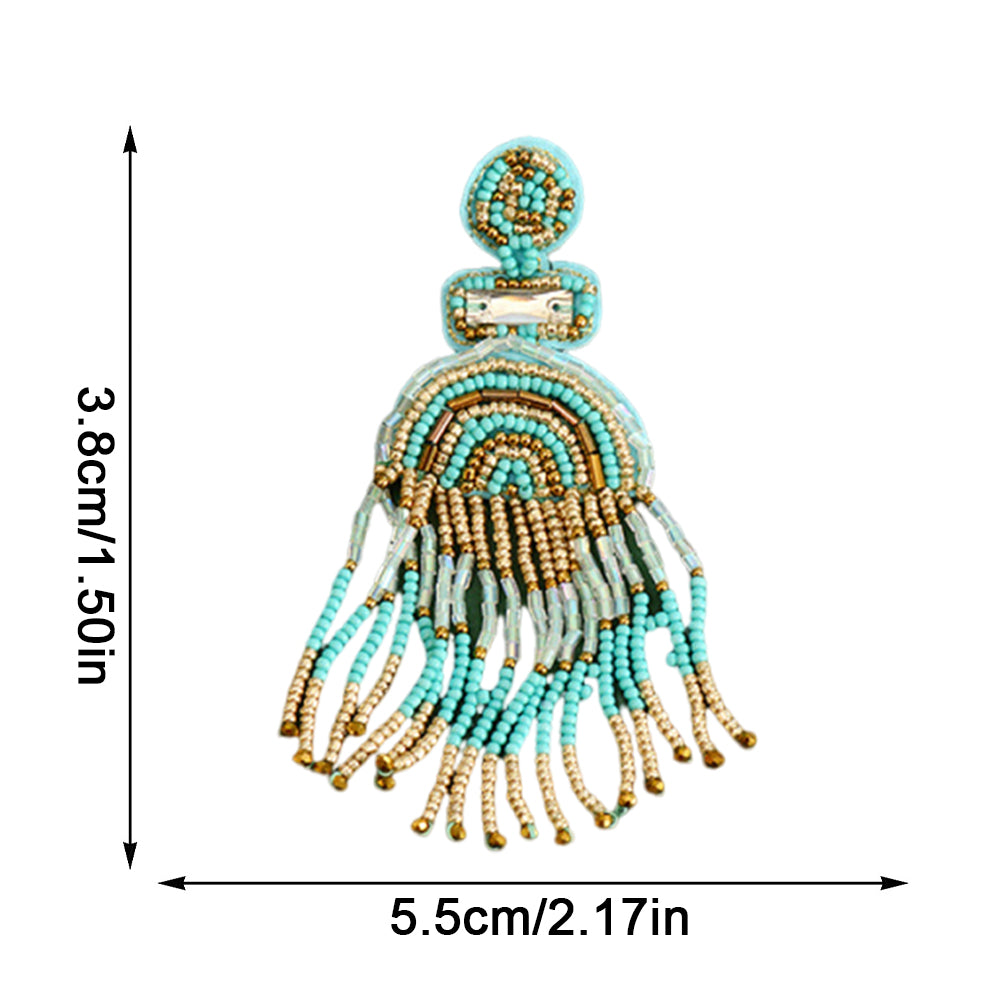 Colorful Tassels Beaded Patches DIY Applique Clothes Patch for Clothing Bags