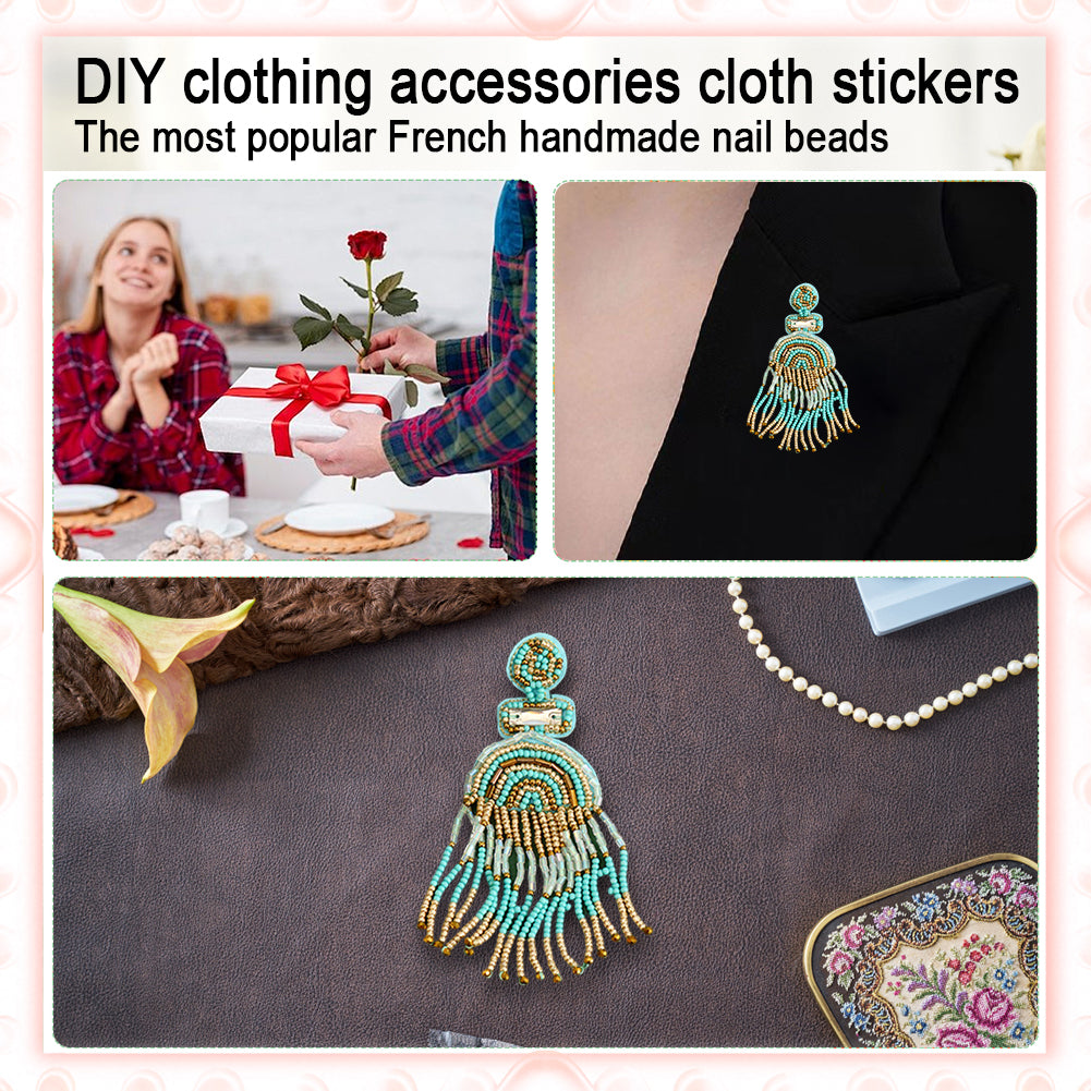 Colorful Tassels Beaded Patches DIY Applique Clothes Patch for Clothing Bags