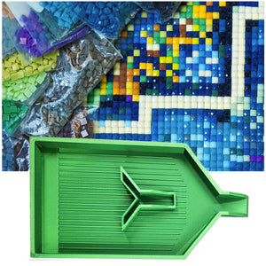 2pcs Diamond Painting Tray Y-Shaped Bead Storage Sorting Plate Tool (Green)