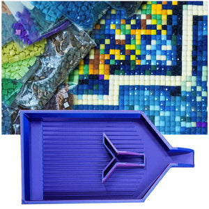 2pcs Diamond Painting Tray Y-Shaped Bead Storage Sorting Plate (Blue-Purple)