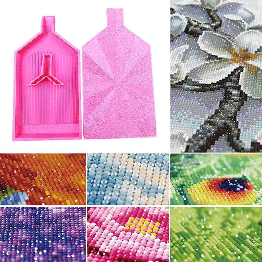 2pcs Diamond Painting Tray Y-Shaped Bead Storage Sorting Plate Tool (Rose Red)