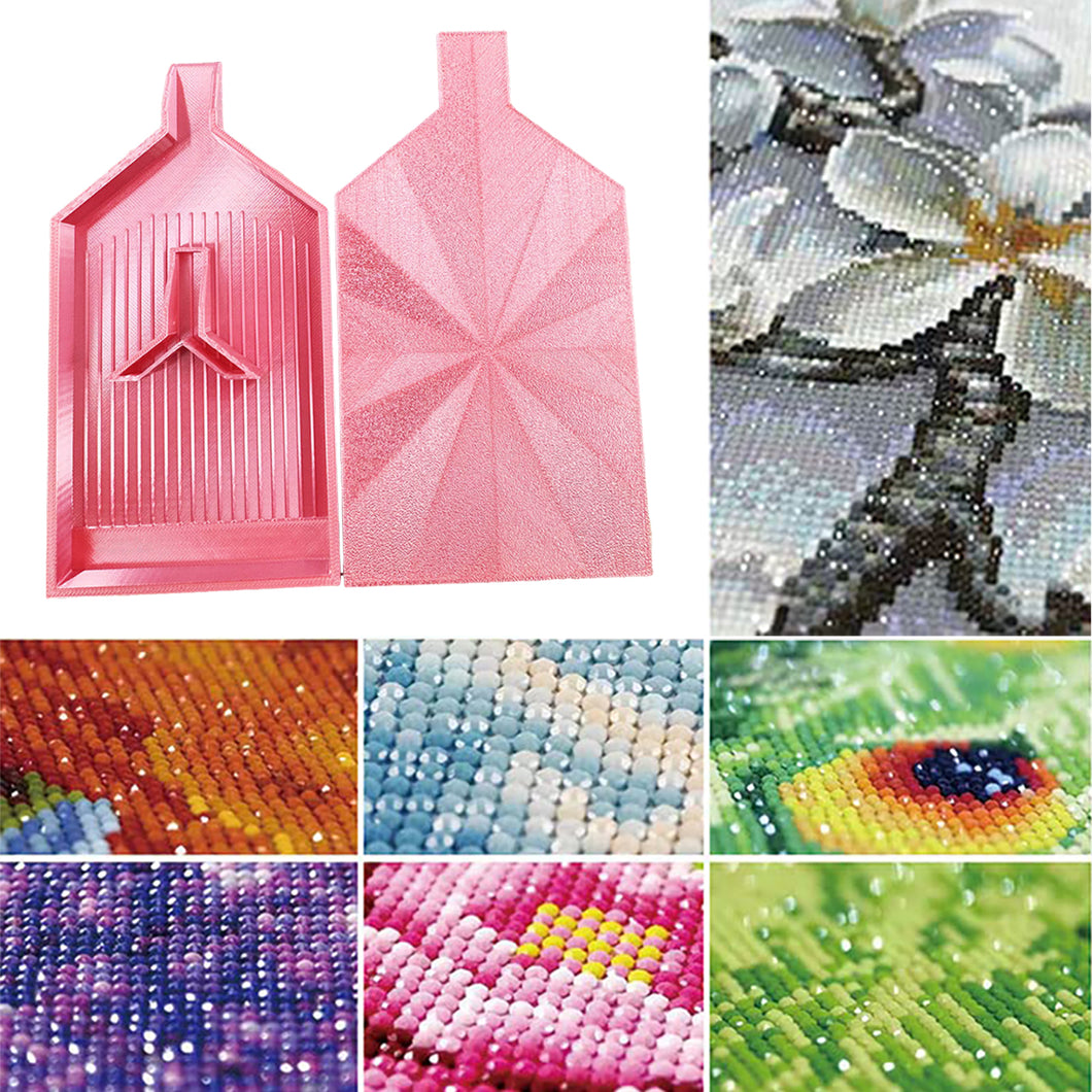 2pcs Diamond Painting Tray Y-Shaped Bead Storage Sorting Plate Tool (Pink)