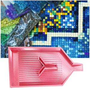 2pcs Diamond Painting Tray Y-Shaped Bead Storage Sorting Plate Tool (Pink)