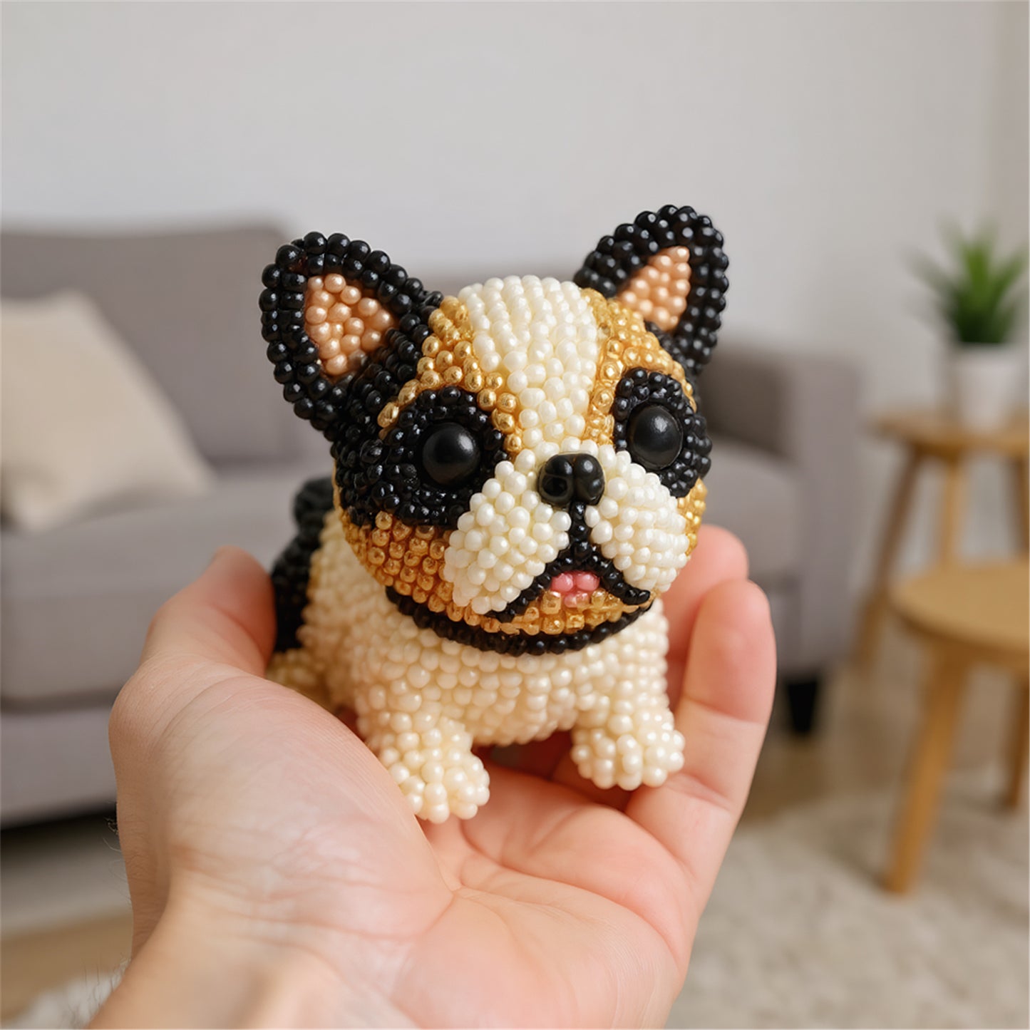 Dog Bead Embroidery Kit 3D Animal Dog Shape Bead Embroidery Set (Boston Terrier)