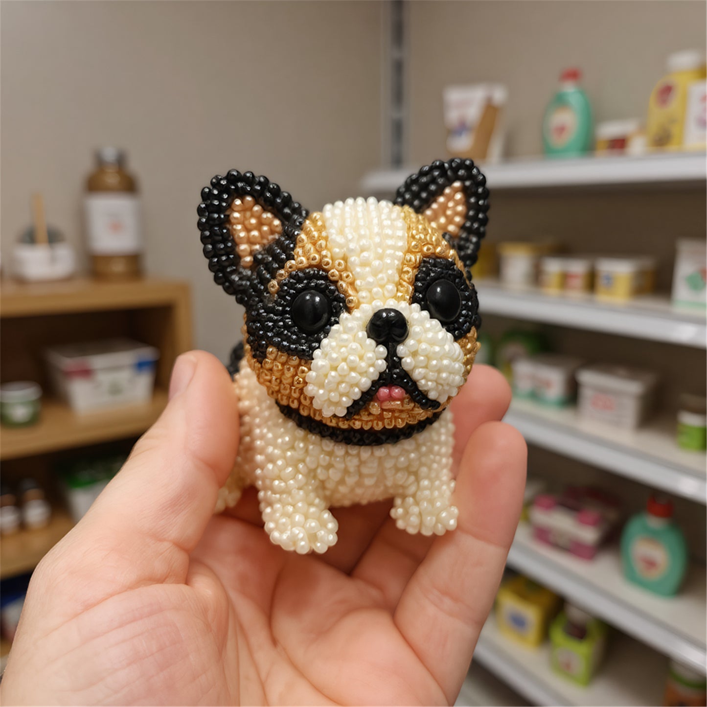 Dog Bead Embroidery Kit 3D Animal Dog Shape Bead Embroidery Set (Boston Terrier)