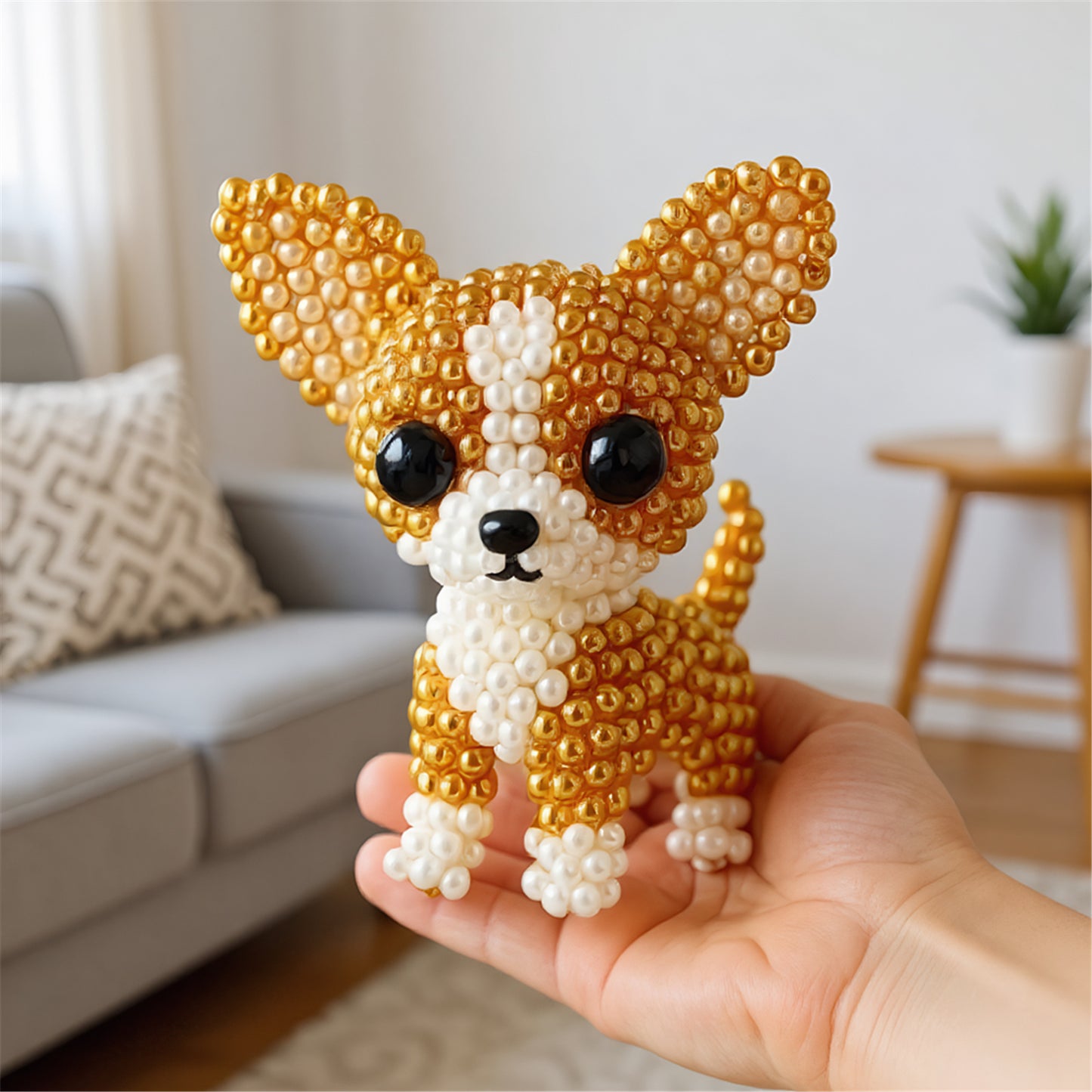 Dog Bead Embroidery Kit 3D Animal Dog Shape Bead Embroidery Set (Chihuahua)