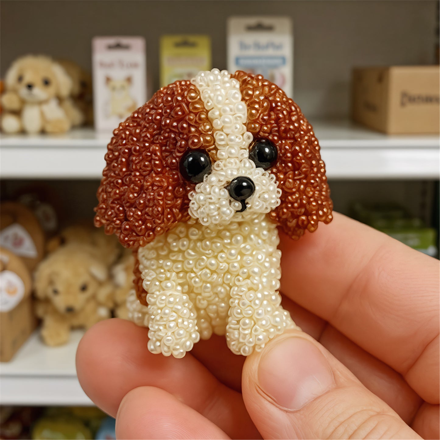 Dog Bead Embroidery Kit 3D Animal Dog Shape Bead Embroidery Set (Cavalier)