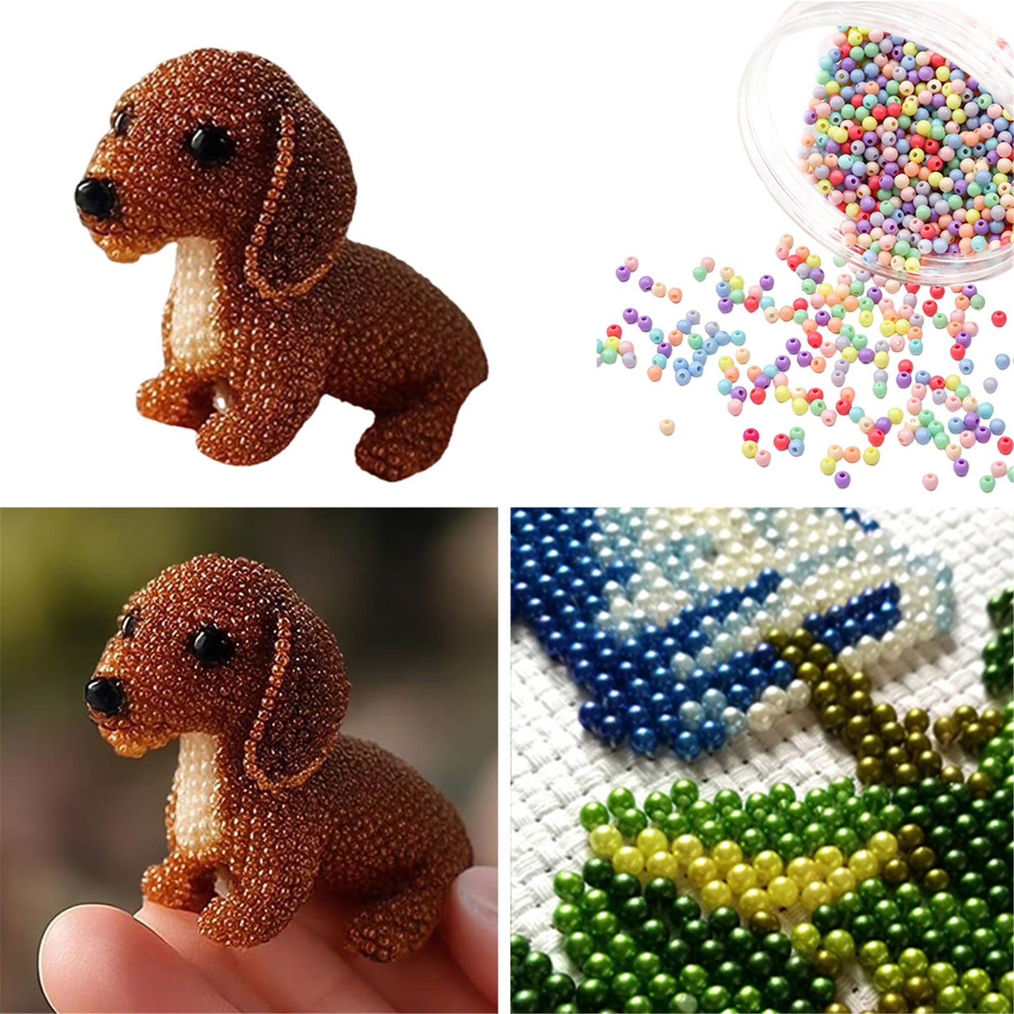 Dog Bead Embroidery Kit 3D Animal Dog Shape Bead Embroidery Set (Dachshund)