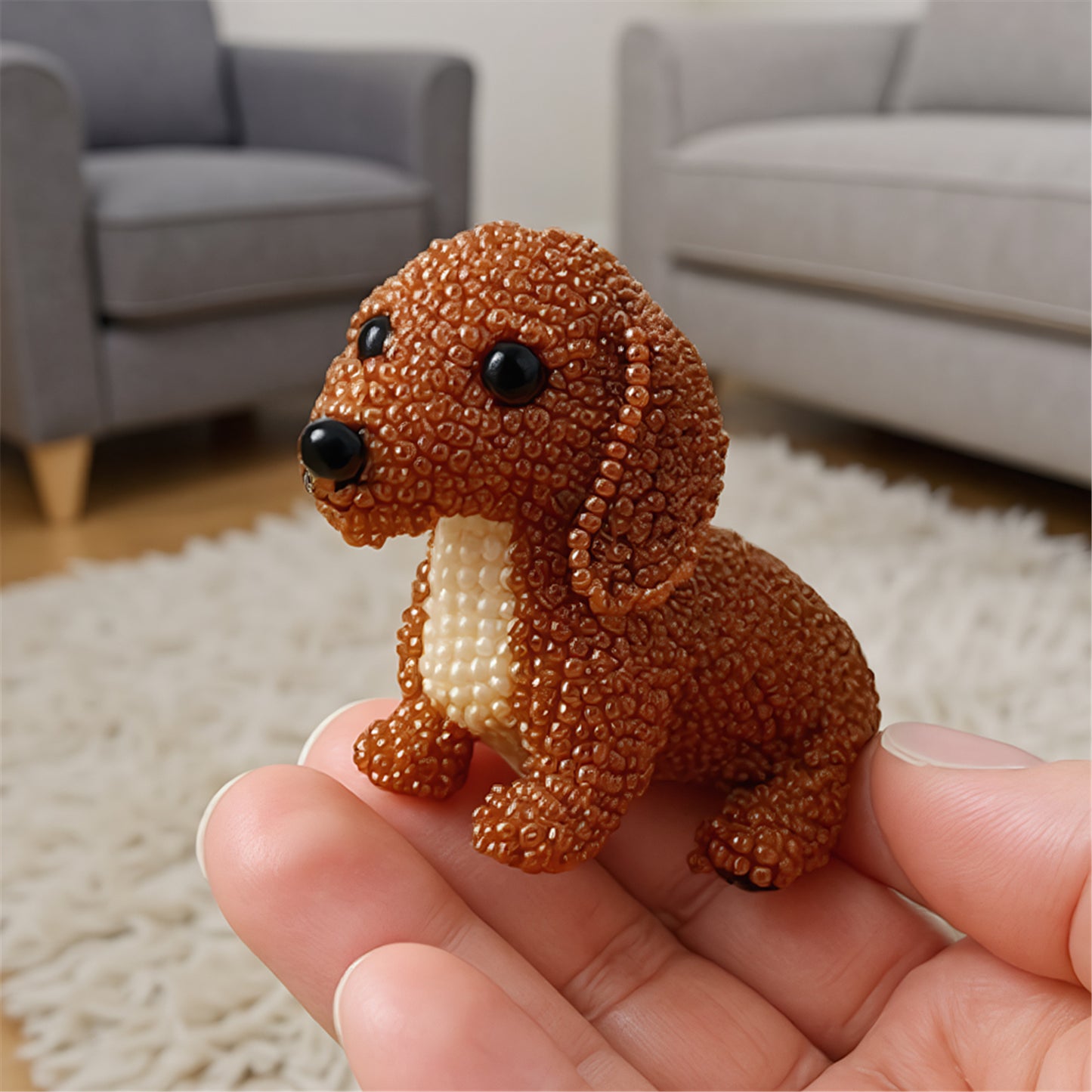 Dog Bead Embroidery Kit 3D Animal Dog Shape Bead Embroidery Set (Dachshund)