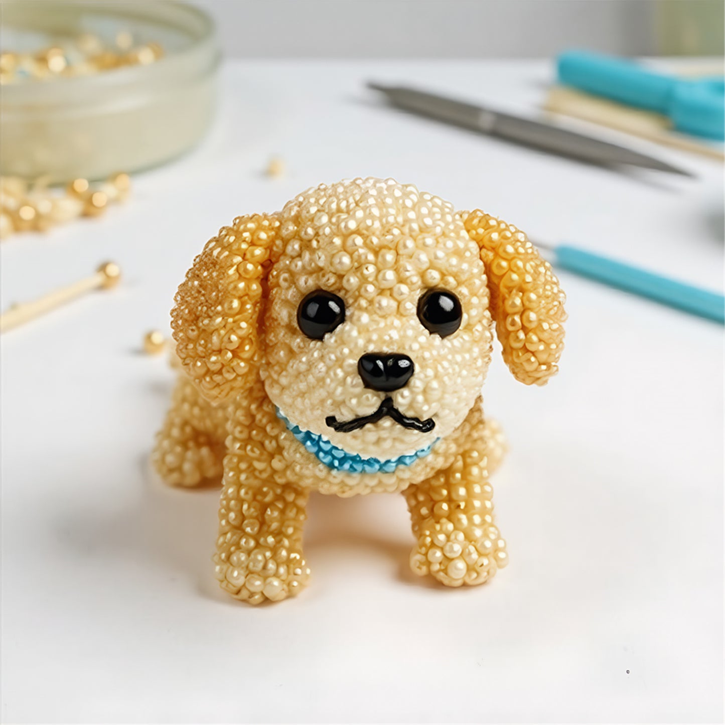 Dog Bead Embroidery Kit 3D Dog Shape Bead Embroidery Set (Golden Retriever)