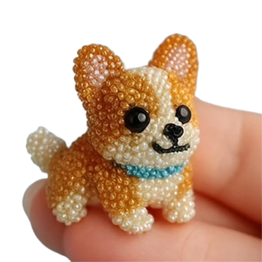 DIY Dog Bead Embroidery Kit 3D Animal Dog Shape Bead Embroidery Set (Corgi)