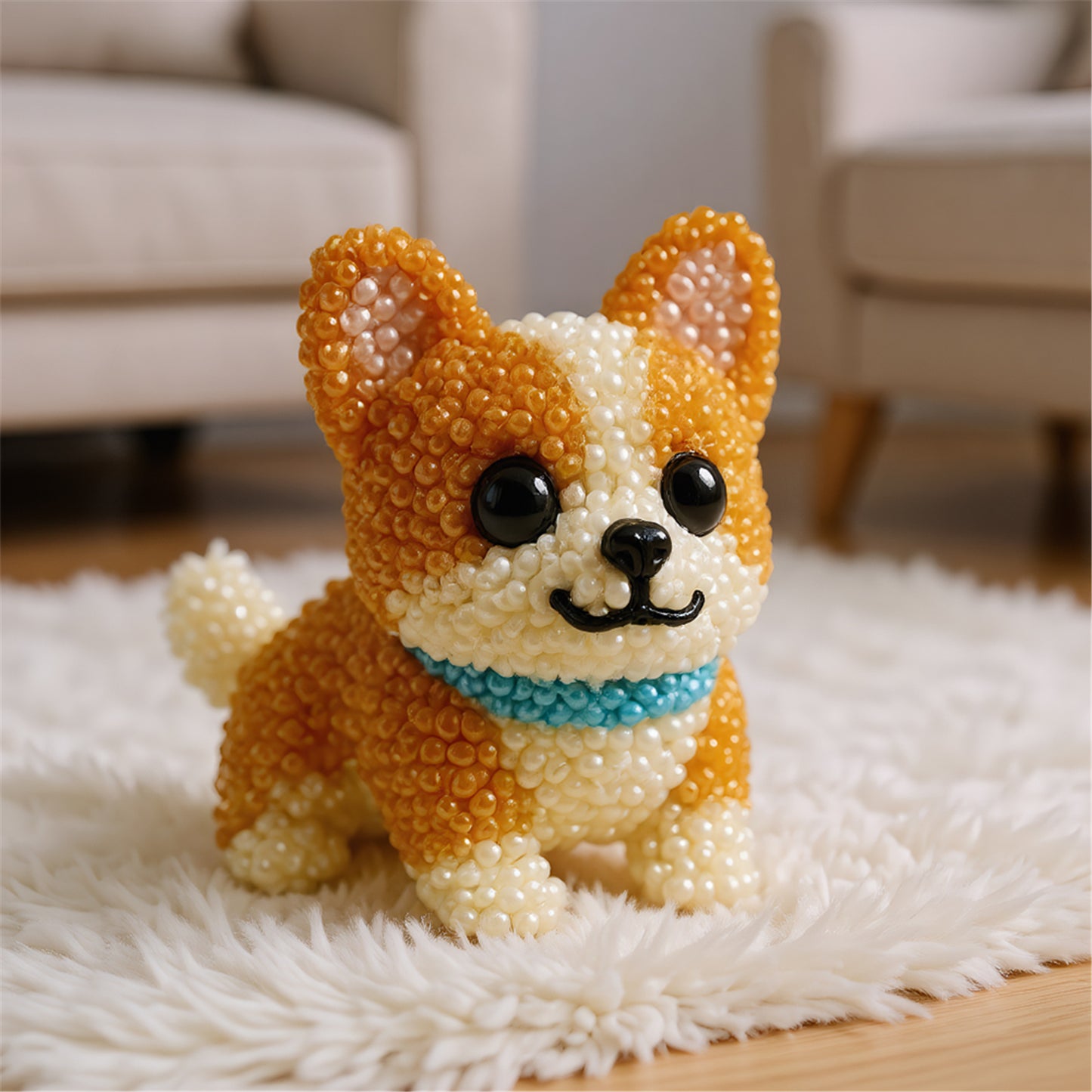 DIY Dog Bead Embroidery Kit 3D Animal Dog Shape Bead Embroidery Set (Corgi)