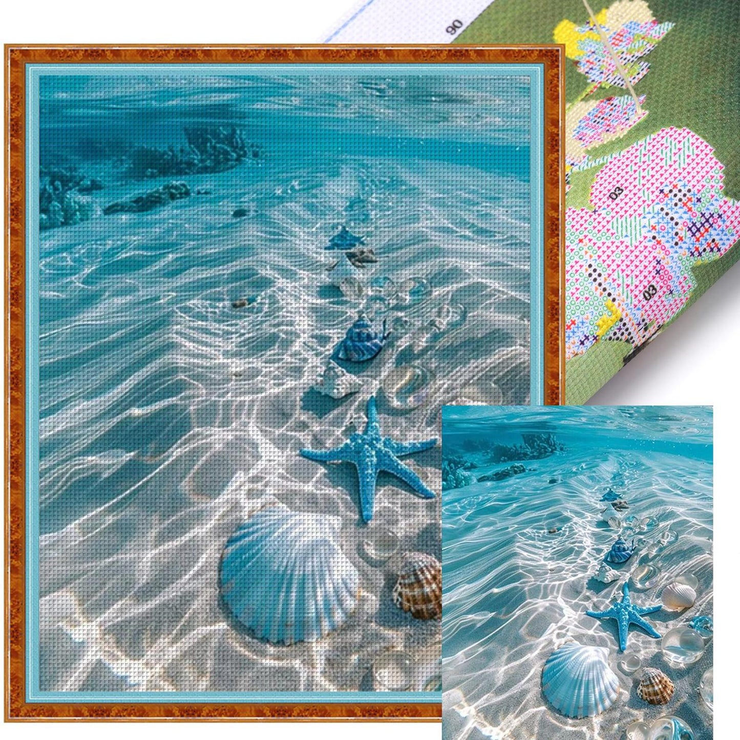 Seashell Beach - Full 11CT Stamped Cross Stitch 40x50CM - Huacan