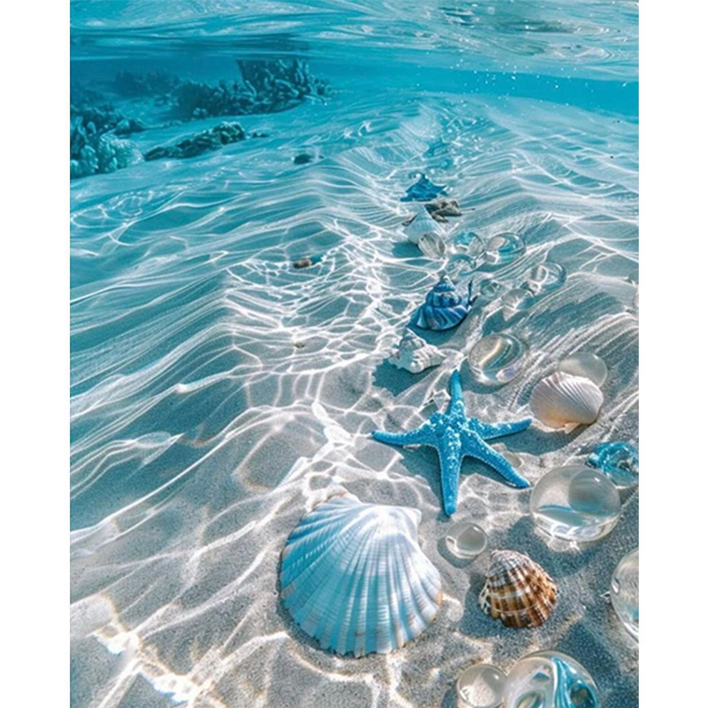 Seashell Beach - Full 11CT Stamped Cross Stitch 40x50CM - Huacan