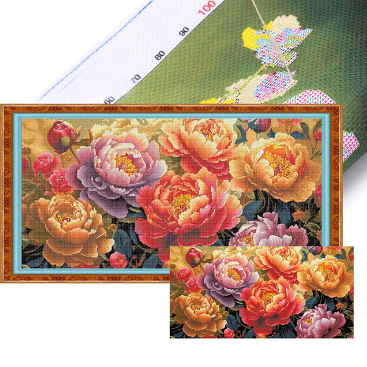 Large Blossom Prosperity - Full 11CT Stamped Cross Stitch 200x93CM - Mona Lisa
