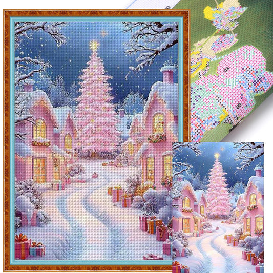 Beautiful Christmas Snow Scene - Full 11CT Stamped Cross Stitch 50x70CM - Mona Lisa