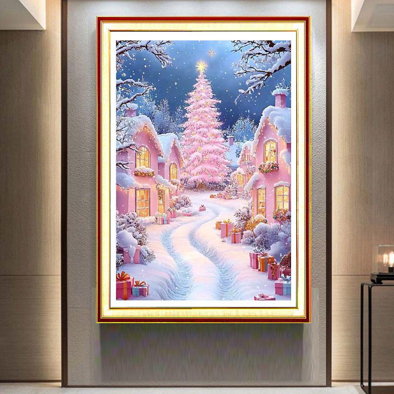 Beautiful Christmas Snow Scene - Full 11CT Stamped Cross Stitch 50x70CM - Mona Lisa
