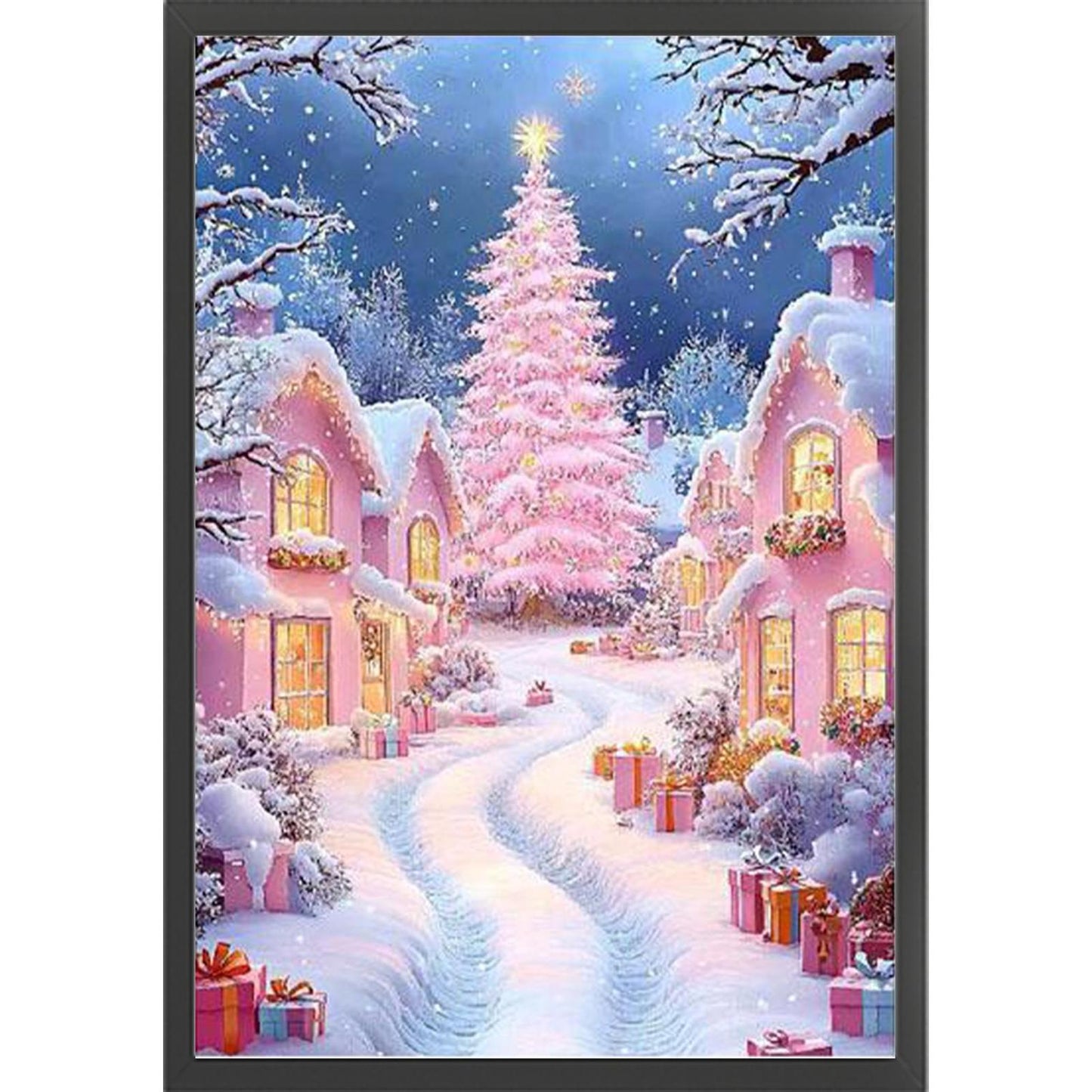 Beautiful Christmas Snow Scene - Full 11CT Stamped Cross Stitch 50x70CM - Mona Lisa