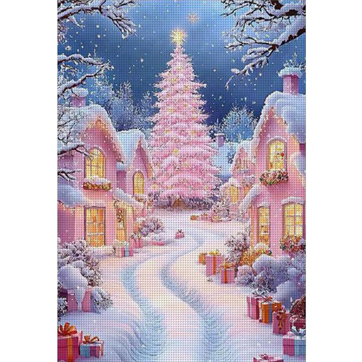 Beautiful Christmas Snow Scene - Full 11CT Stamped Cross Stitch 50x70CM - Mona Lisa