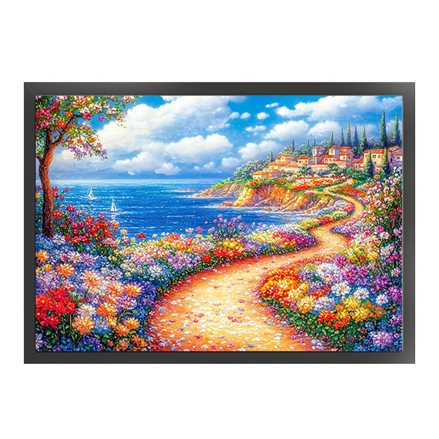 Coastal Town - Full 11CT Stamped Cross Stitch 85x65CM - Mona Lisa