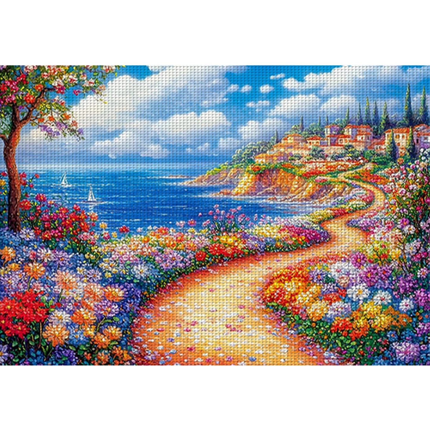 Coastal Town - Full 11CT Stamped Cross Stitch 85x65CM - Mona Lisa
