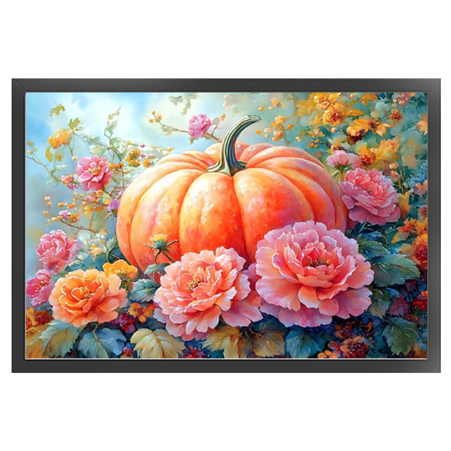 Pumpkin And Peony - Full 11CT Stamped Cross Stitch 70x50CM - Mona Lisa