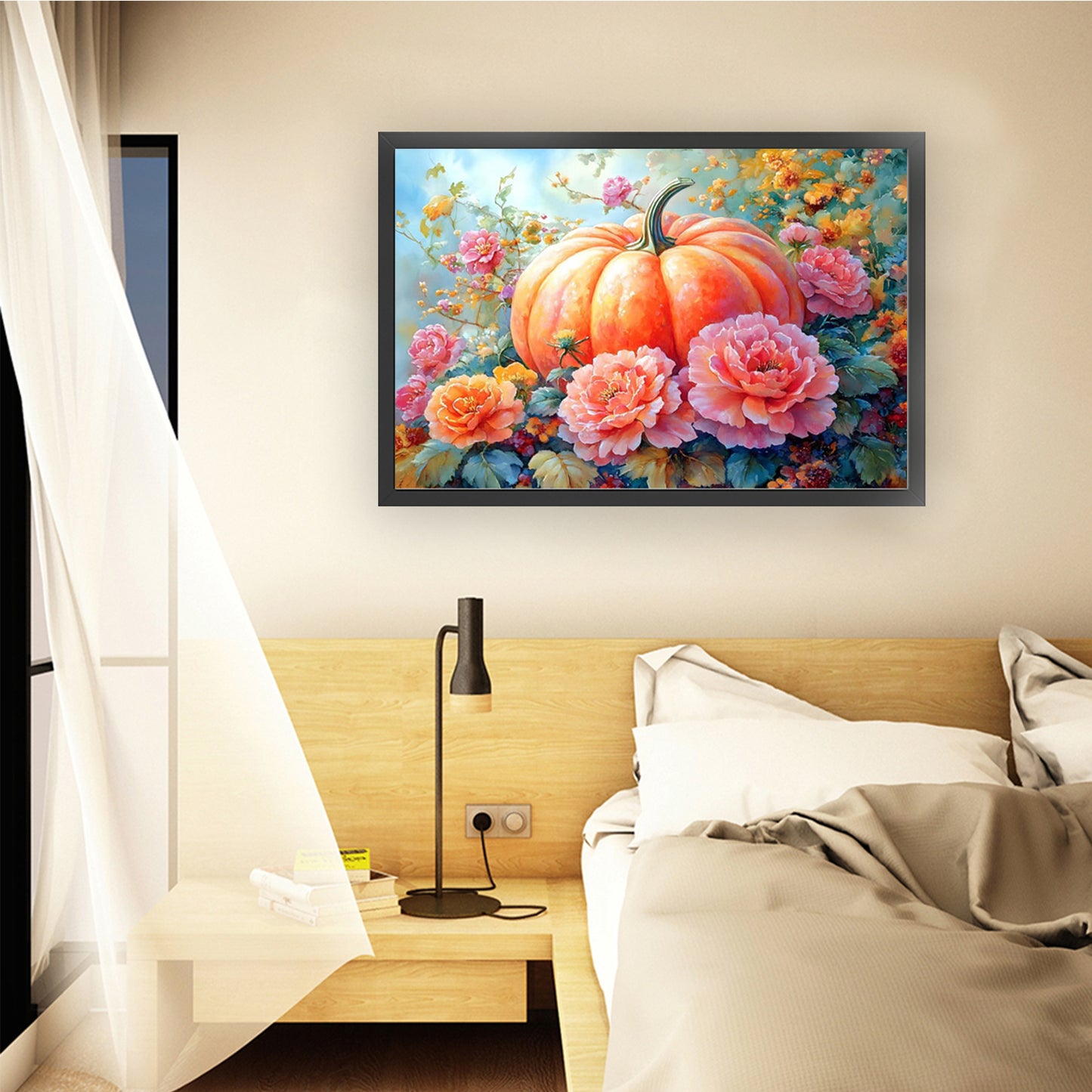 Pumpkin And Peony - Full 11CT Stamped Cross Stitch 70x50CM - Mona Lisa