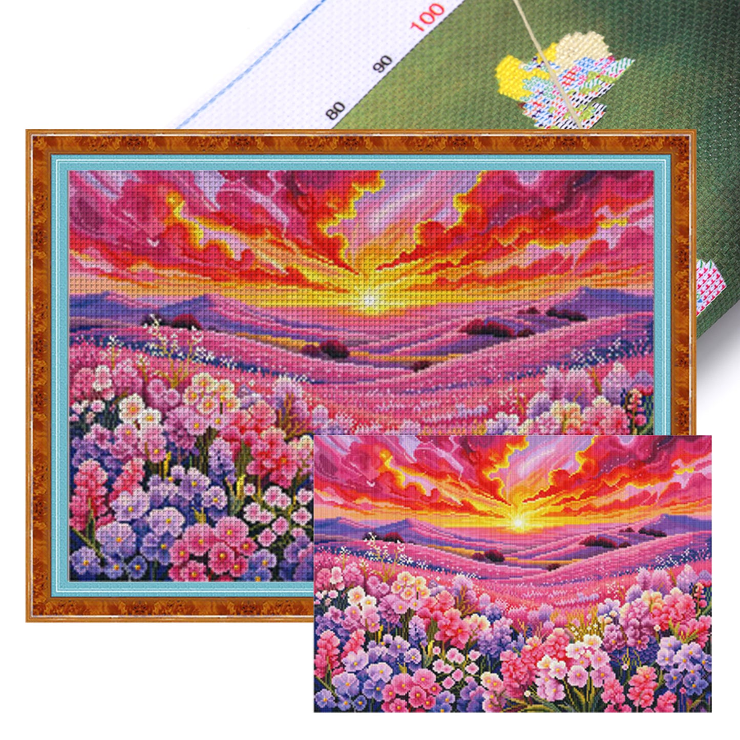 Rising Sun & Blossom Sea - Full 11CT Stamped Cross Stitch 68x50CM - Mona Lisa