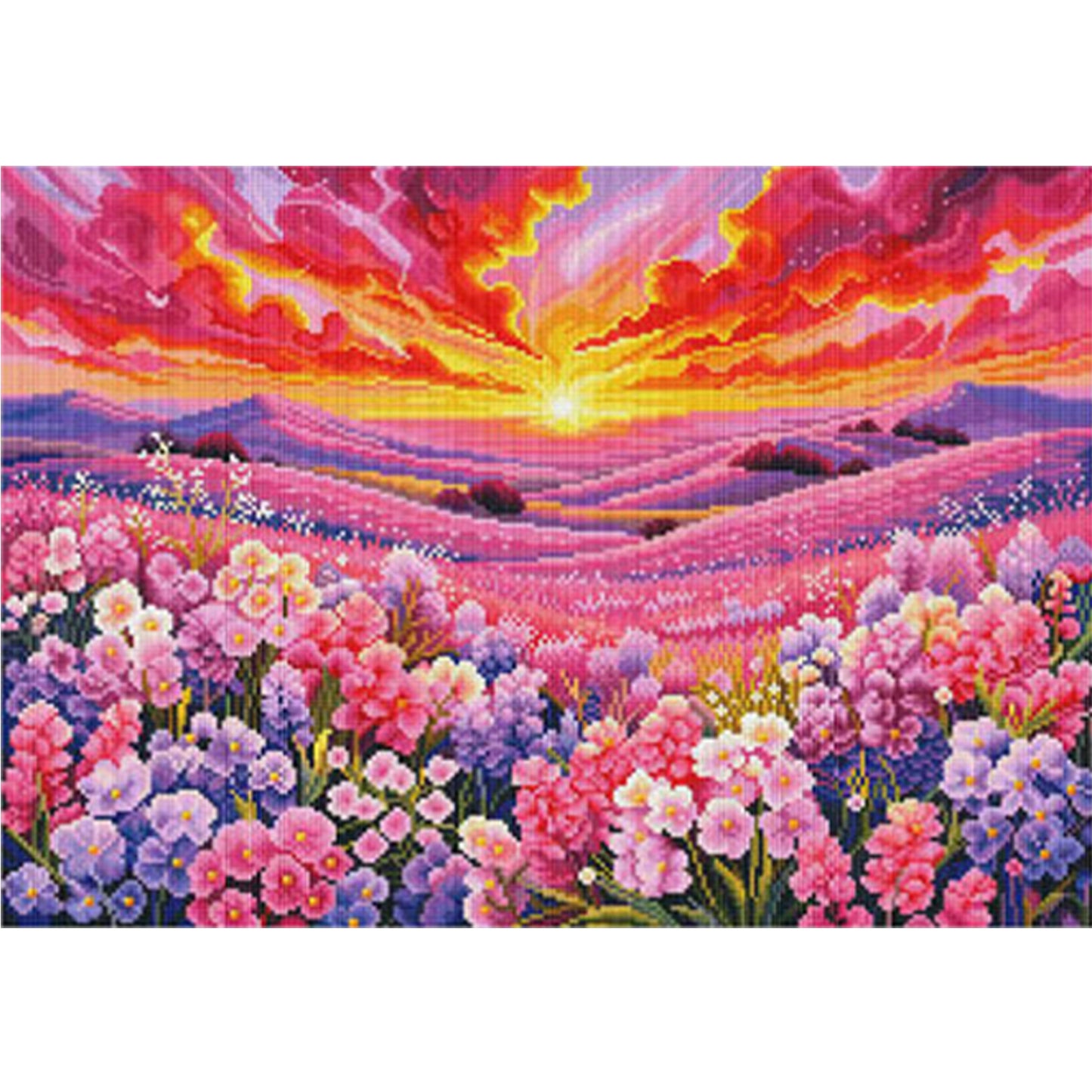 Rising Sun & Blossom Sea - Full 11CT Stamped Cross Stitch 68x50CM - Mona Lisa
