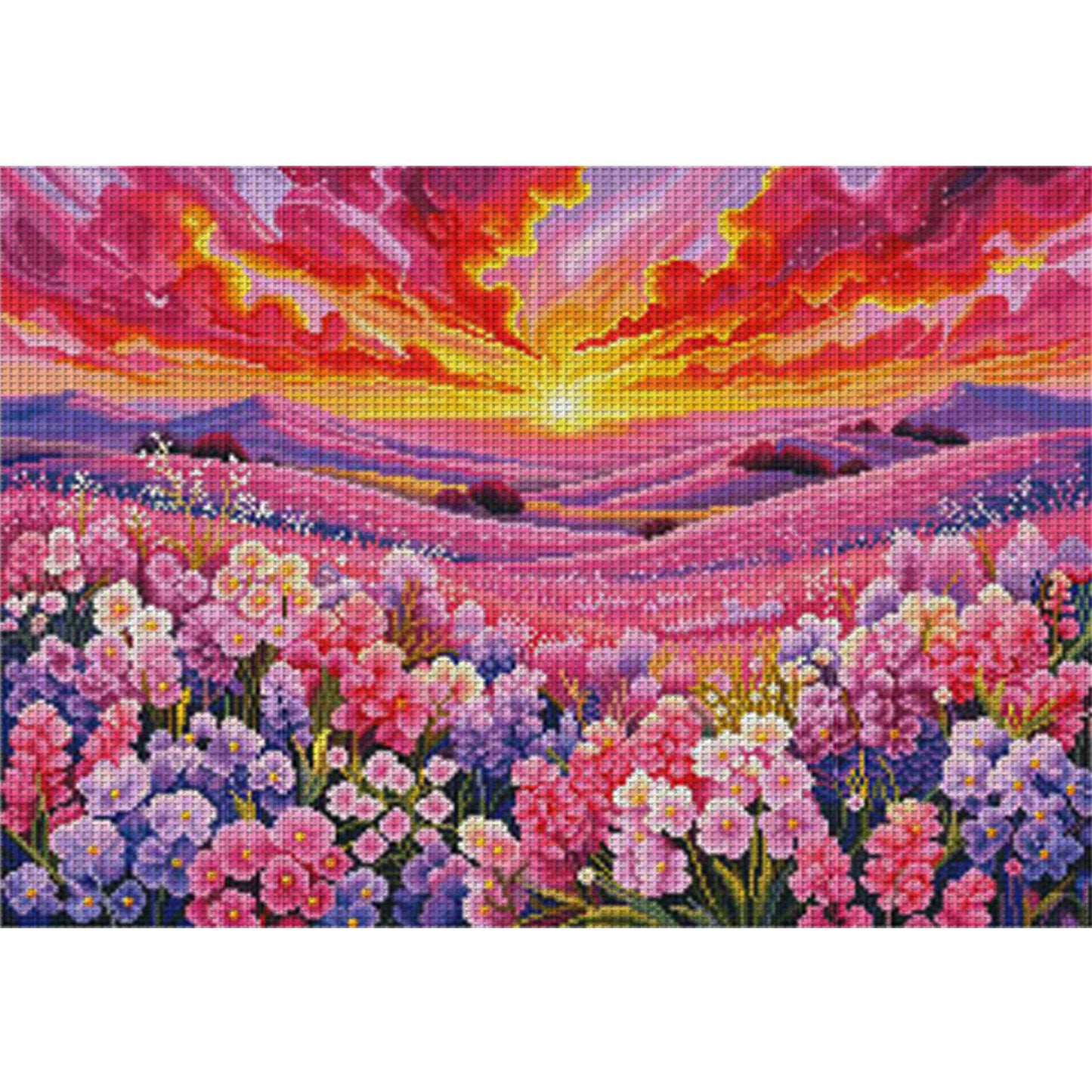 Rising Sun & Blossom Sea - Full 11CT Stamped Cross Stitch 68x50CM - Mona Lisa