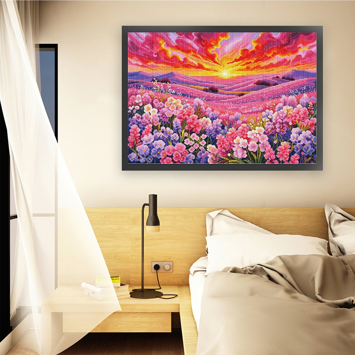 Rising Sun & Blossom Sea - Full 11CT Stamped Cross Stitch 68x50CM - Mona Lisa