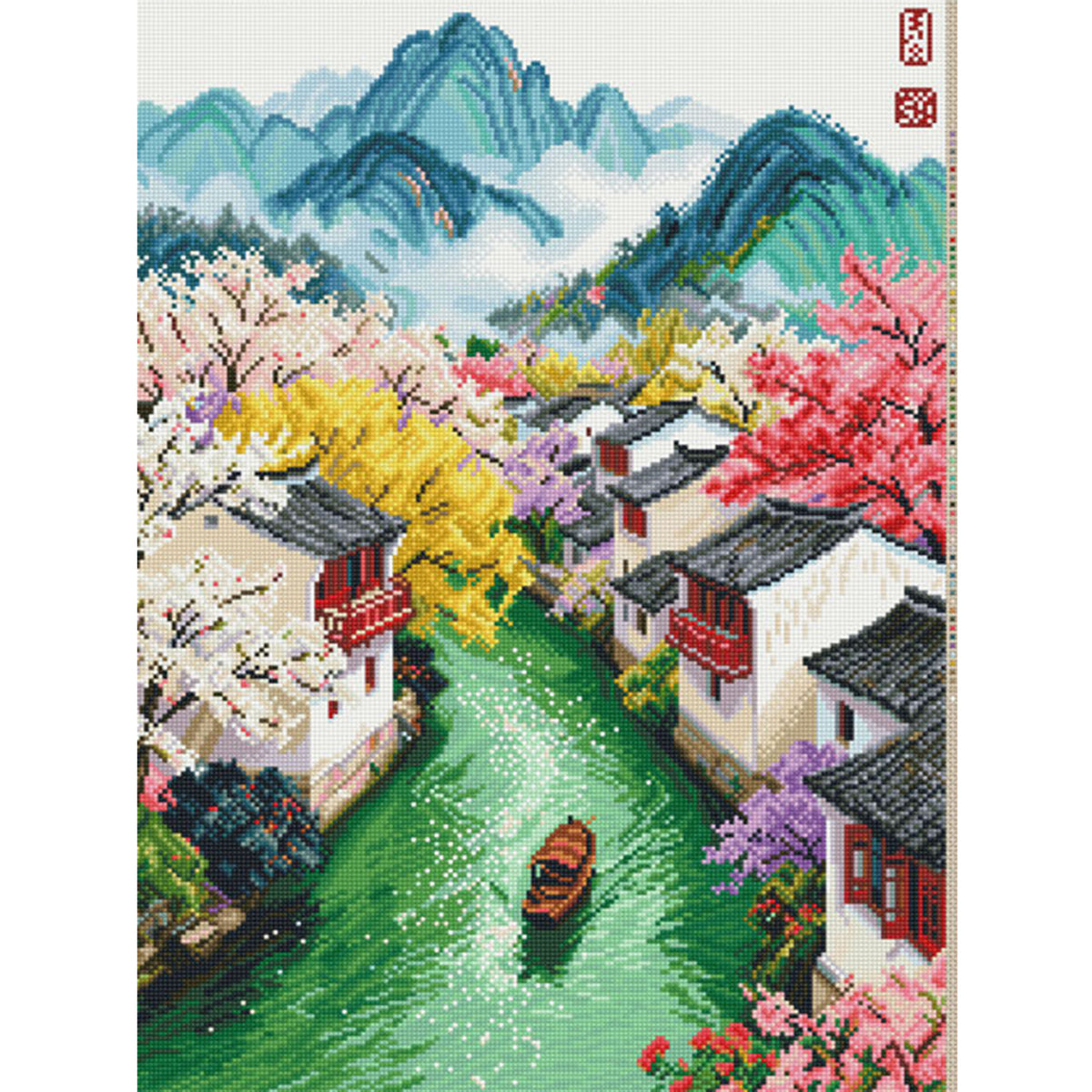 Frühlings-Jiangnan – Vollständiges 11CT Stempel-Kreuzstichset 50x67cm – Mona Lisa