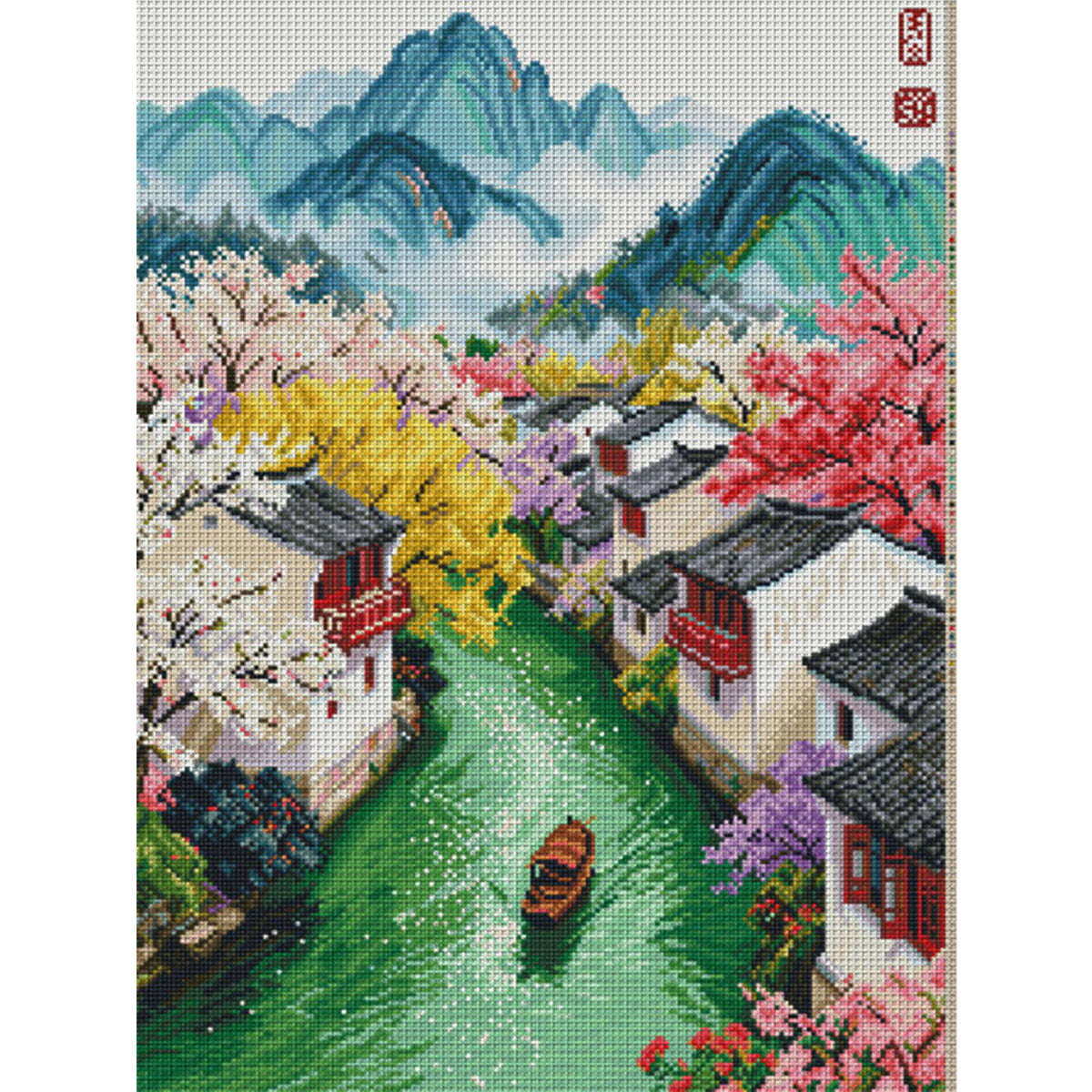 Frühlings-Jiangnan – Vollständiges 11CT Stempel-Kreuzstichset 50x67cm – Mona Lisa
