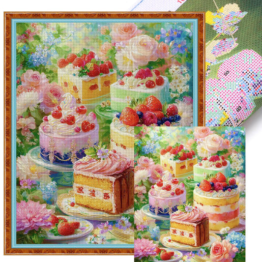Cakes & Desserts - Full 11CT Stamped Cross Stitch 55x65CM - Mona Lisa